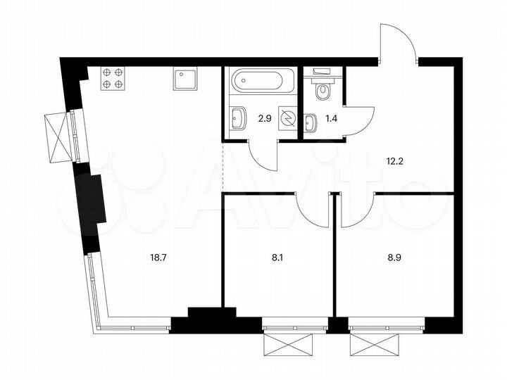 2-к. квартира, 52,2 м², 25/33 эт.