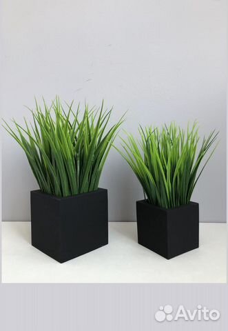 Набор подарочный кашпо с осокой 2 шт
