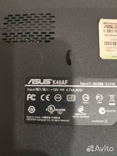 Пром asus k40af нужно поставить виндовс