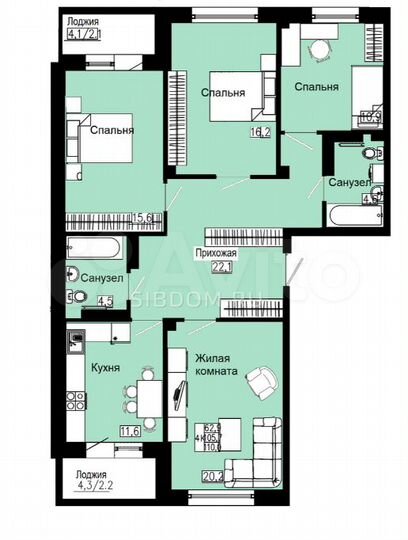 4-к. квартира, 110 м², 11/19 эт.