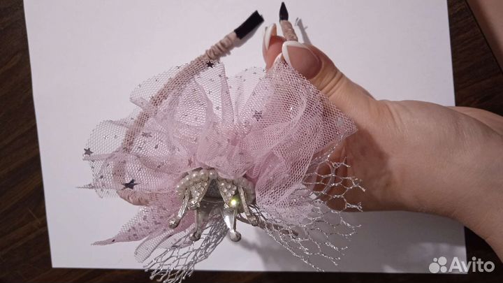 Ободок- корона пудровый