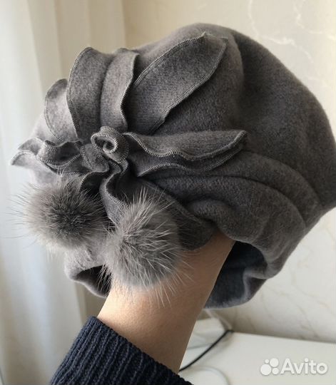 Берет Willi (Польша) серый, натуральная шерсть