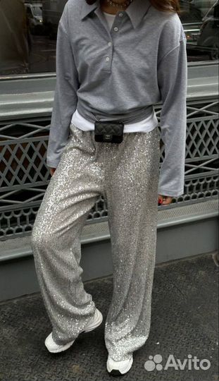 Брюки женские с пайетками