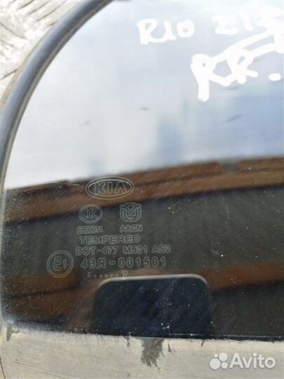 Стекло глухое заднее правое Kia Rio 2 JB D4FA 2007