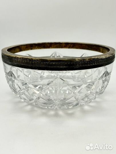 Большая ваза хрусталь серебро 84 проба вес 2 кг