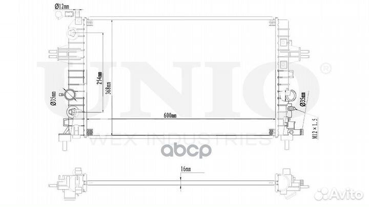 Радиатор двигателя RAD-10015 unio