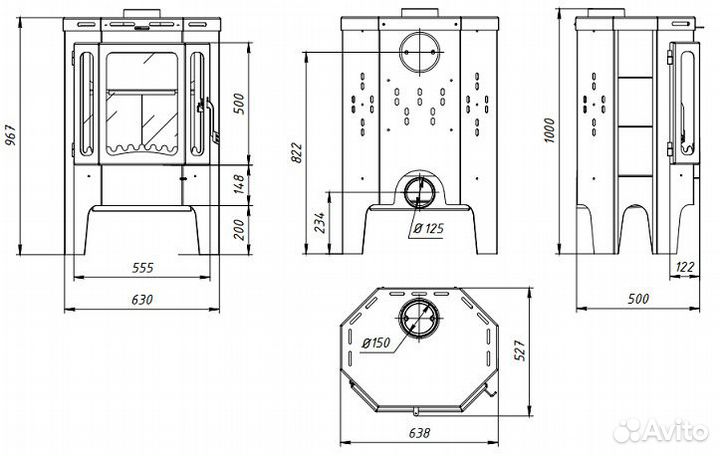 Печь-Камин Бавария Призматик пристен.угловая