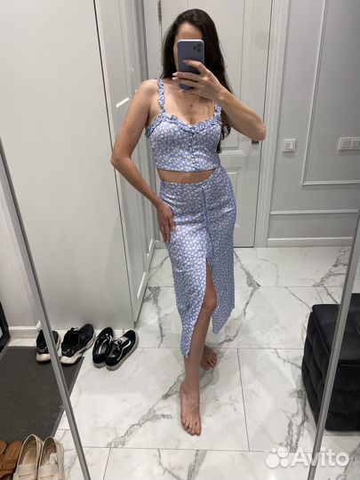 Костюм юбка+топ zara 44р