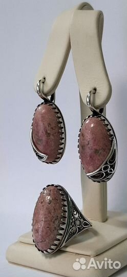 Серьги + кольцо серебряные 339295Г/339294Г