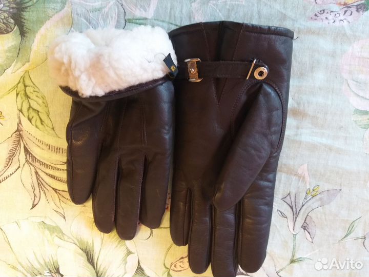 Мужские кожаные перчатки зимние