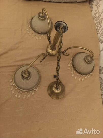 Люстра потолочная, цвет бронза бу