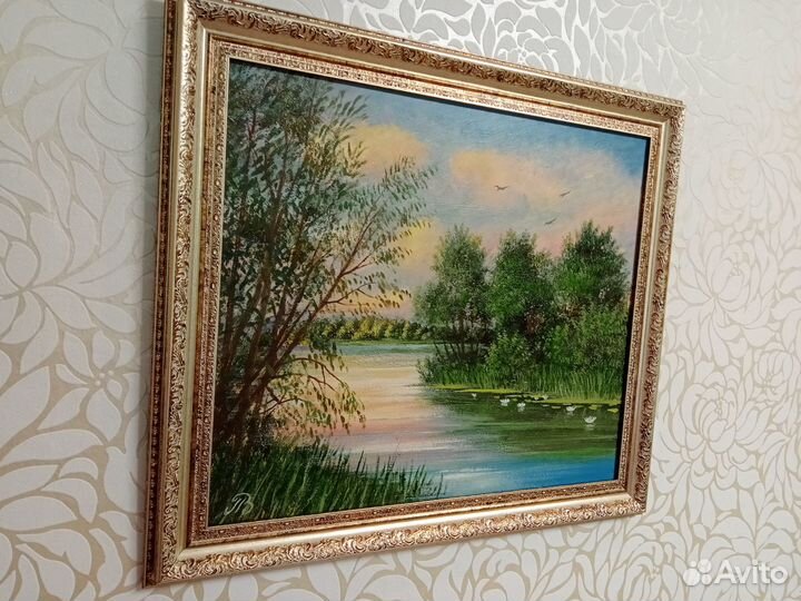 Картина пейзаж масло, в раме В.Петряшев