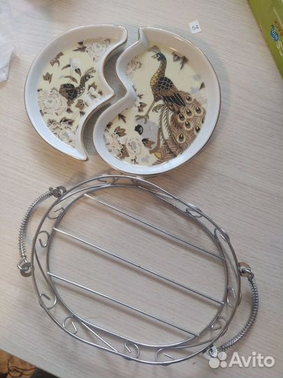 Менажница с подставкой Павлин на бежевом