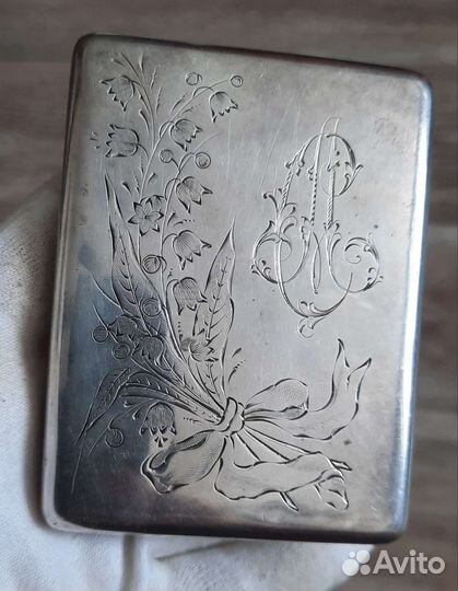 Серебряный царский портсигар с вензелем 84 проба