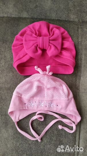 Чалма и летняя шапочка на девочку 4-5мес