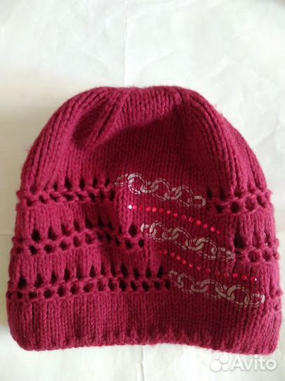 Шапка-берет вязанная женская шерсть