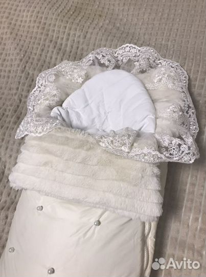 Конверт теплый с одеялом на выписку зимний