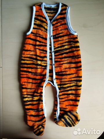 Ползунки комбинезон тигриные пушистые на 74-80 р-р