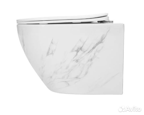 Подвесной безободковый унитаз REA мрамор Польша