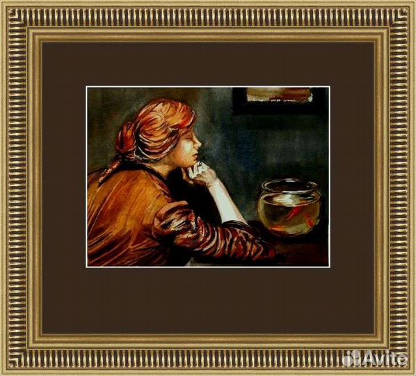 Картина акварелью Момент отдыха 26,5х20,0