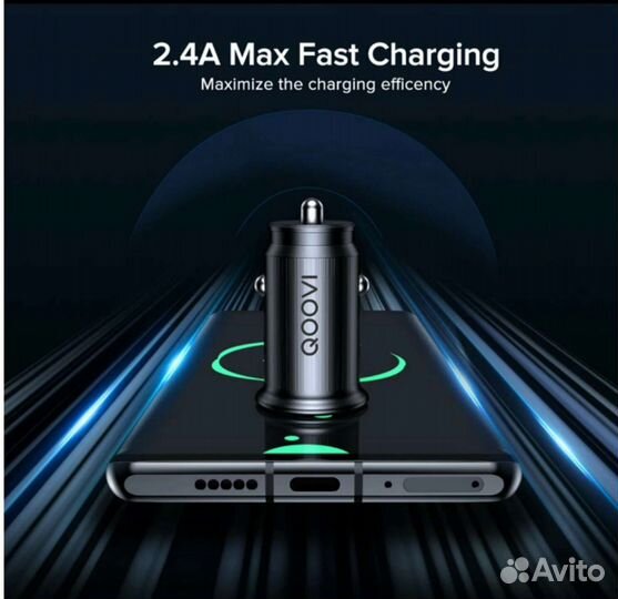 USB Супер мини Штекер Зарядка. Не выпирает 2,4А