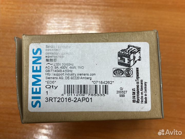 Контактор siemens 3RT2016-2AP01