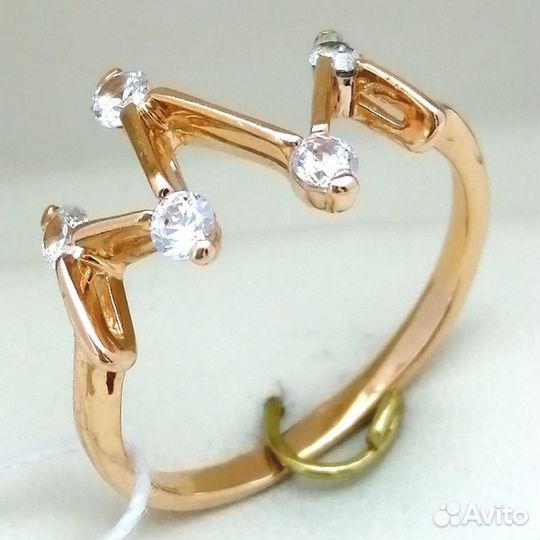 Кольцо / размер 17 / 1,82г / Золото585 / фианиты круглые