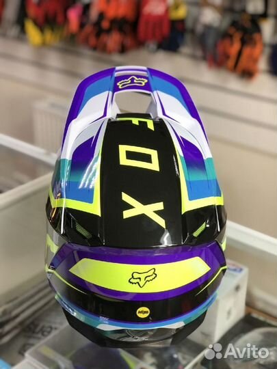 Шлем Fox V1 Tro Helmet,Черно-бело-флуоресцентный