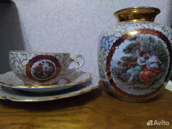 Чайный сервиз мадонна гдр 6 персон+ваза