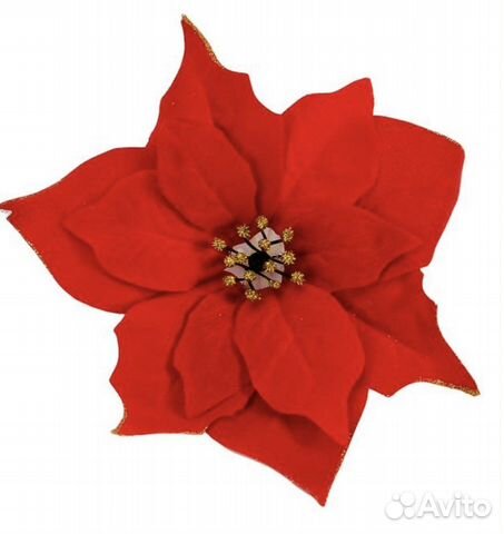 Новогоднее украшение пуансеттия на клипсе