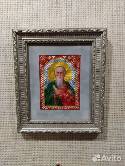 Икона св Андрея, вышитая бисером (ручная работа)