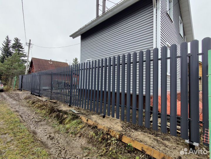 Бюджетный забор 20 м с воротами 4 м, штакетник