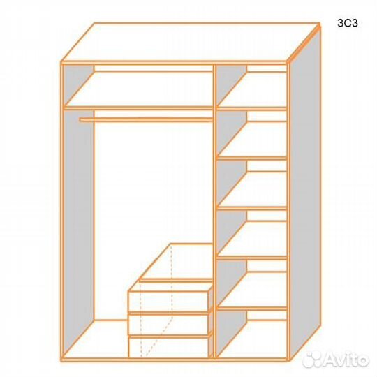 Шкаф трехстворчатый из массива 069