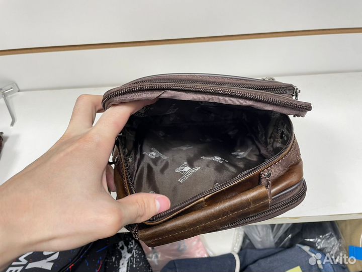 Сумка мужская натуральная кожа через плечо