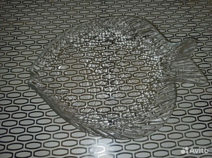 Блюдо поднос тарелка Рыба стекло под рыбку