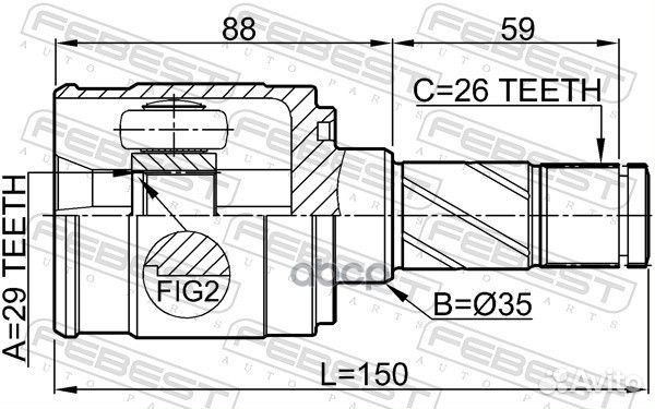 Шрус внутренний левый 29X35X26 0511M2atlh Febest