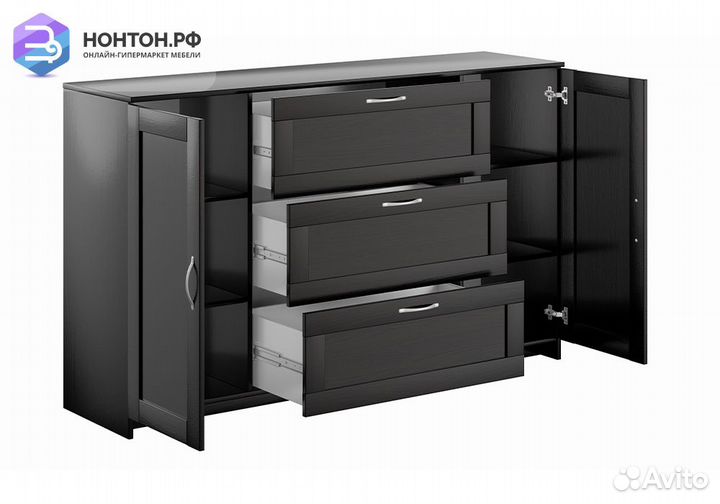 Комод с дверцами Сириус 3 ящика дуб венге