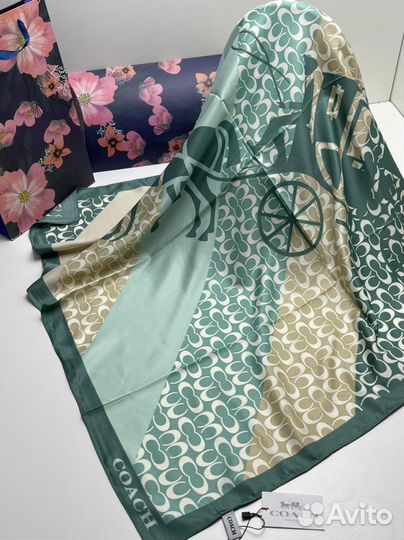 Шелковый платок шаль Coach разные оттенки