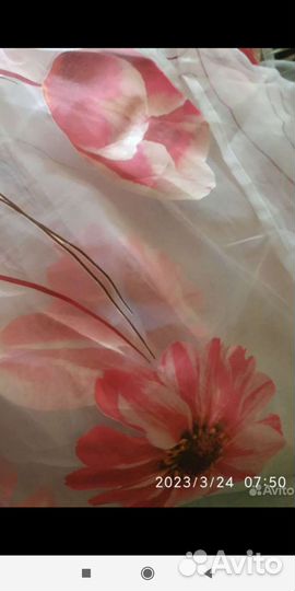 Органза в розовые цветы