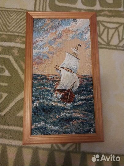 Картина в раме гобелен, шторм