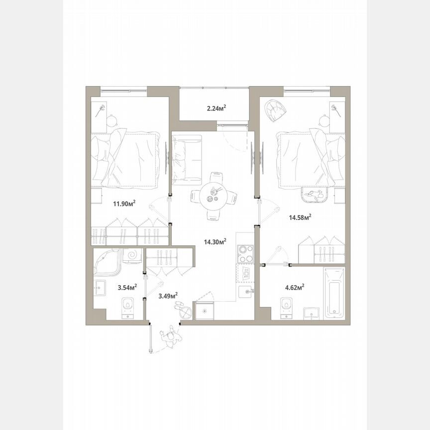 2-к. квартира, 53,1 м², 5/12 эт.