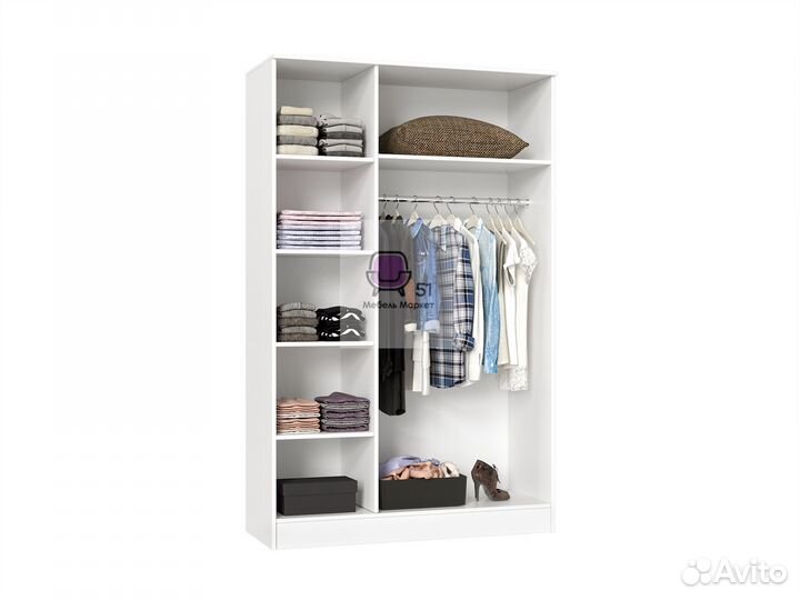 Шкаф белый распашной с зеркалом