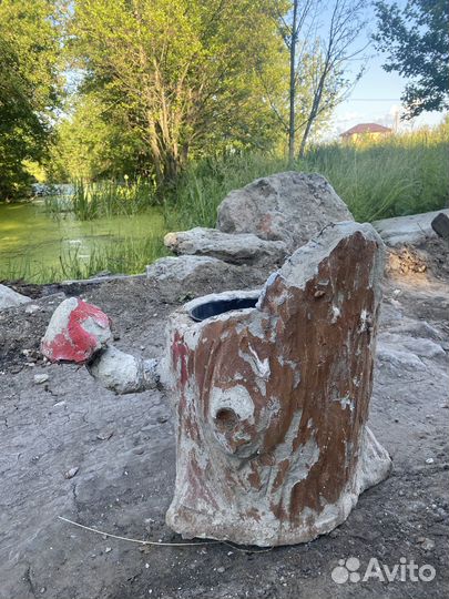 Самодельная плошка в виде пенька с грибочком