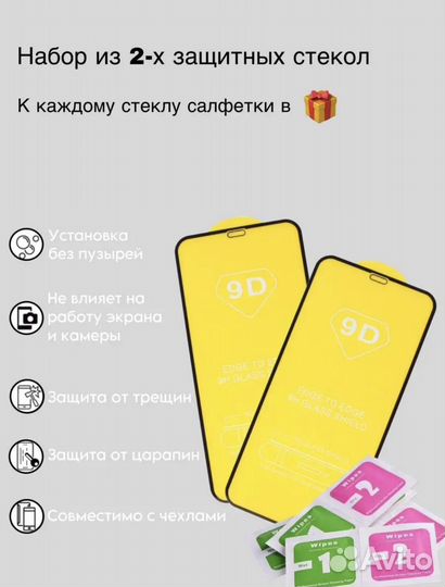 Защитное стекло на iPhone 2шт