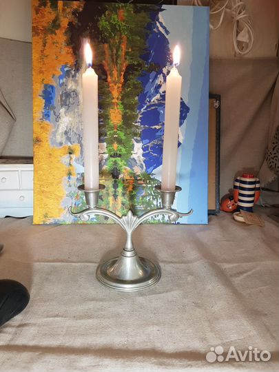 Подсвечник на две свечи (1,5-2 см) из олова