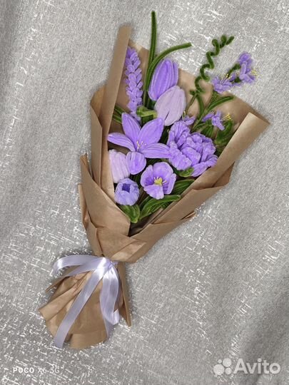 Букет цветов (тюльпаны, розы) ручной работы