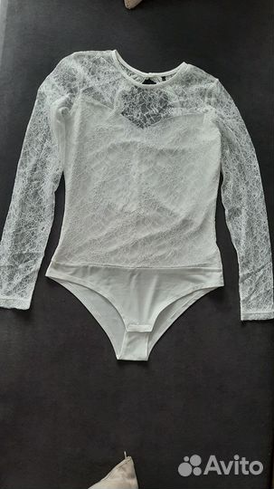 Боди женское кружевное белое