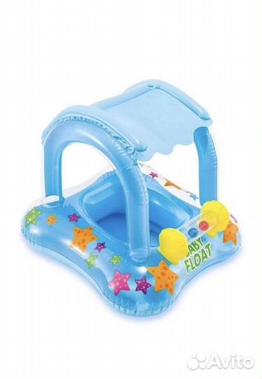 Надувной круг - плот с навесом от солнца