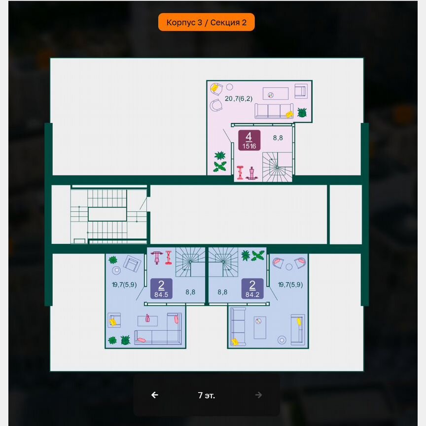 4-к. квартира, 151,6 м², 6/6 эт.