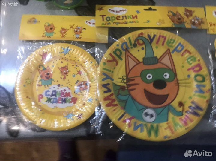 Посуда для праздника одноразовая посуда три кота